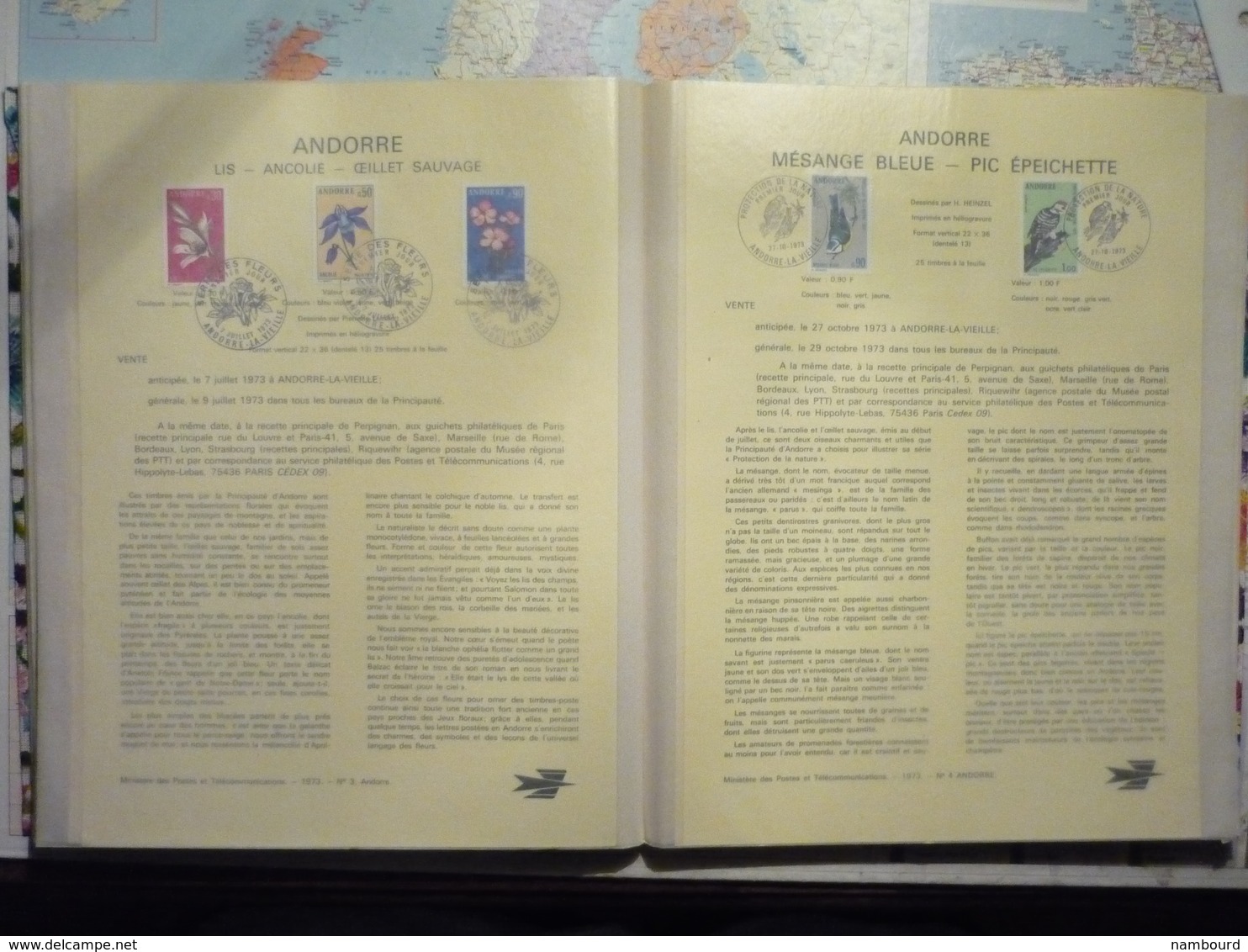 Collection de feuillets FDC La Poste du Club des Amateurs d'Oblitérations Philatéliques 1972 à 1980 dans 2 classeurs