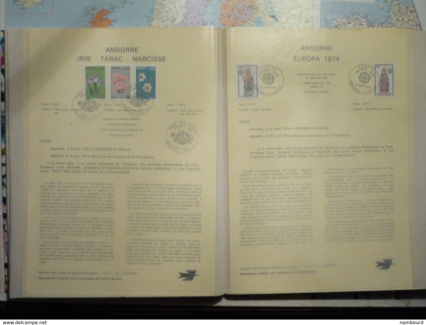 Collection de feuillets FDC La Poste du Club des Amateurs d'Oblitérations Philatéliques 1972 à 1980 dans 2 classeurs
