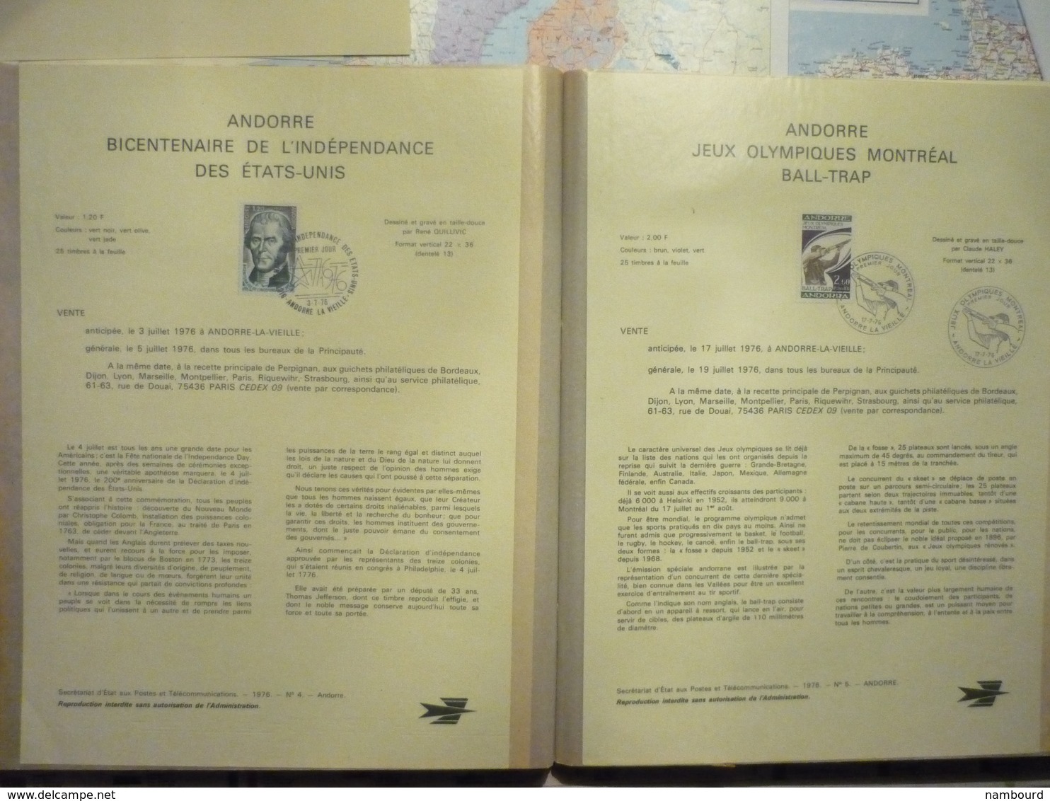 Collection de feuillets FDC La Poste du Club des Amateurs d'Oblitérations Philatéliques 1972 à 1980 dans 2 classeurs