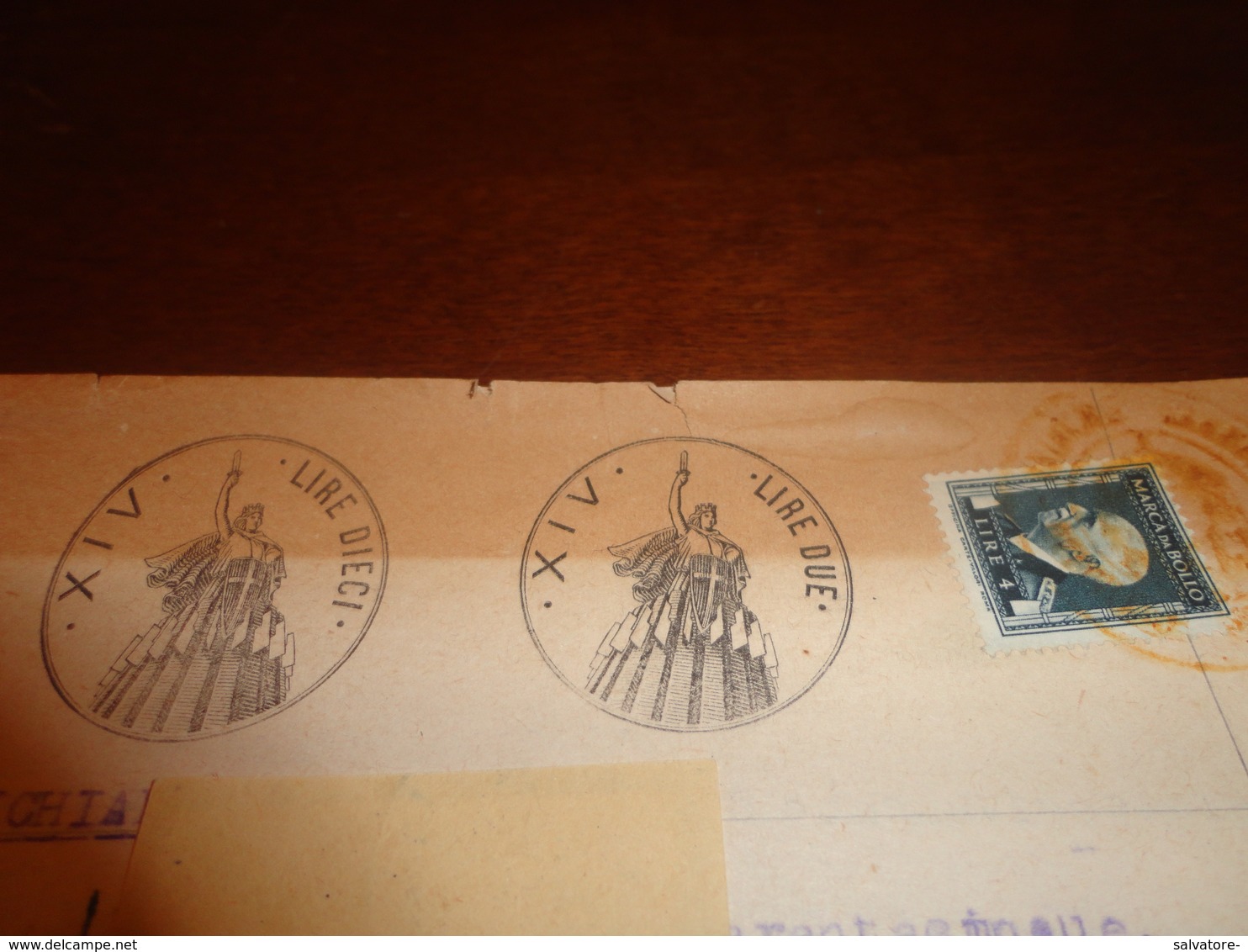FRANCOBOLLI IN USO FISCALE  CON SOPRASTAMPA CON FASCI CANCELLATI SU DOCUMENTO + ALTRI - 1945 - Revenue Stamps