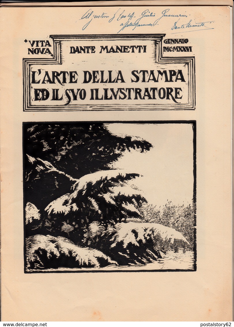 Giulio Ricci, Estratto Della Rivista Vita Nova  Di Dante Manetti. Bologna Stabilimenti Poligrafici Riuniti 1926 - Kunst, Design