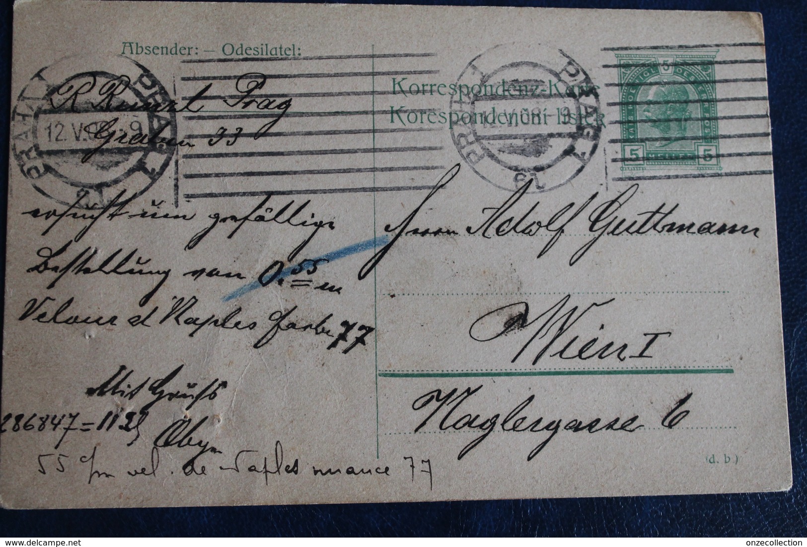 1908           ENTIER    POSTAL   DE  5   KR    DE  PRAGUE  POUR  VIENNE - ...-1918 Prephilately