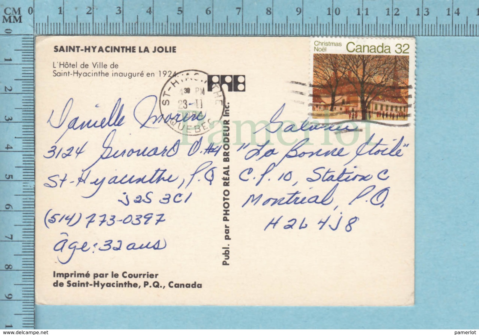 Saint-Hyacinthe Quebec - L'Hotel De Ville, A Voyagé En 1984,  Postcard Carte Postale - St. Hyacinthe