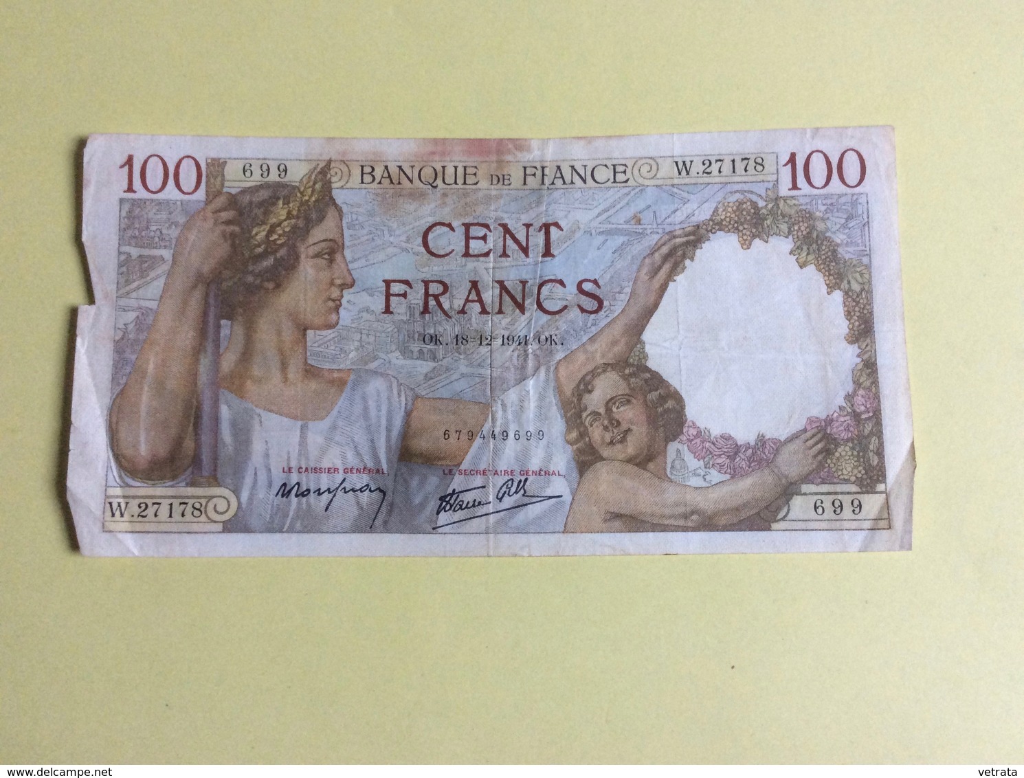 Billet 100 Francs Sully, 1941 (699) - Petite Déchirure & Tâche - 100 F 1939-1942 ''Sully''