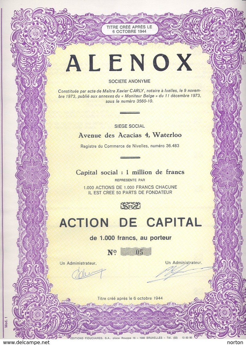 Action De Capital De S.A Alenox Waterloo - A - C