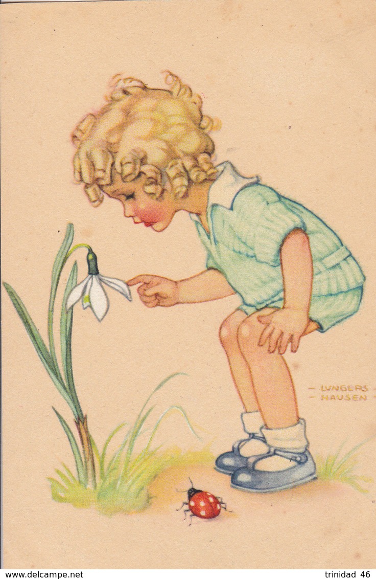 ILLUSTRATEUR HAUSEN LUNGERS  ENFANT  FLEUR  COCCINELLE - Hausen, Lungers