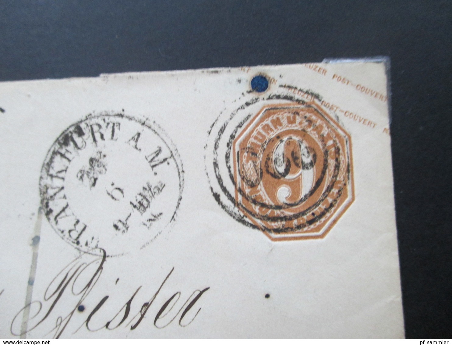 AD 1863 Thurn Und Taxis Ganzsachenumschlag U 24 Gebraucht Mit 6 Stempel U.a. K. Württ. Fahrend Postamt - Lettres & Documents