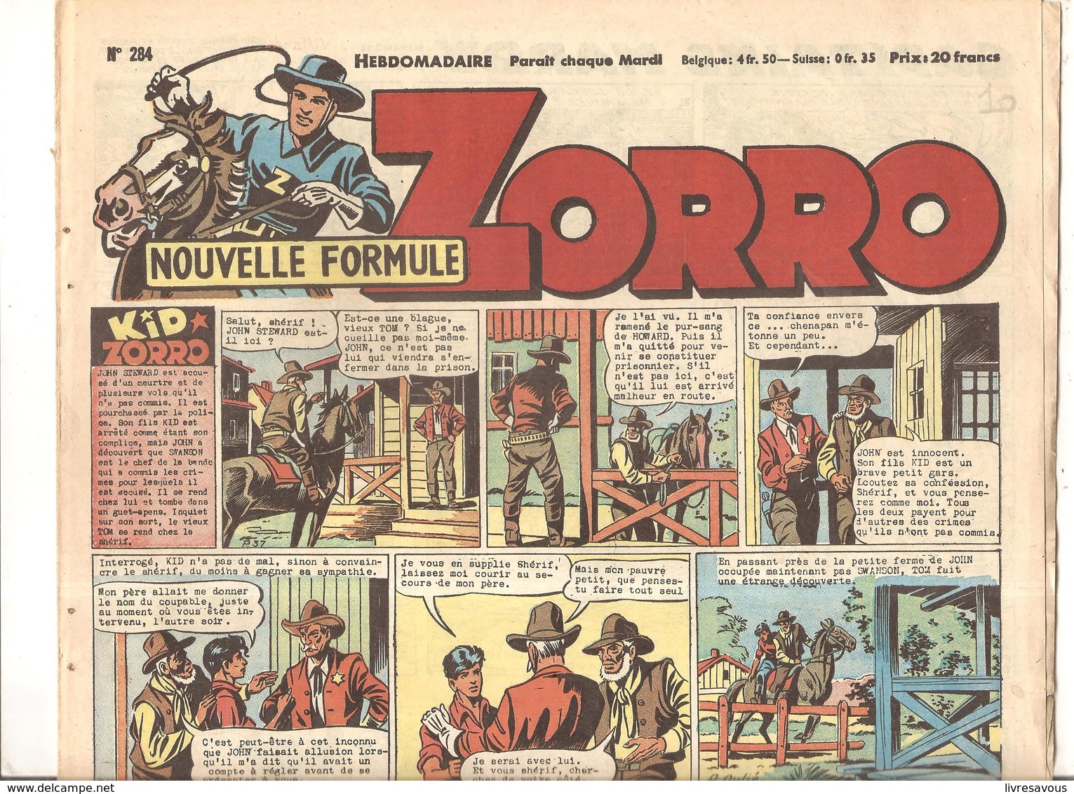 Zorro Hebdomadaire N°284 De 1951 Kid Zorro - Zorro