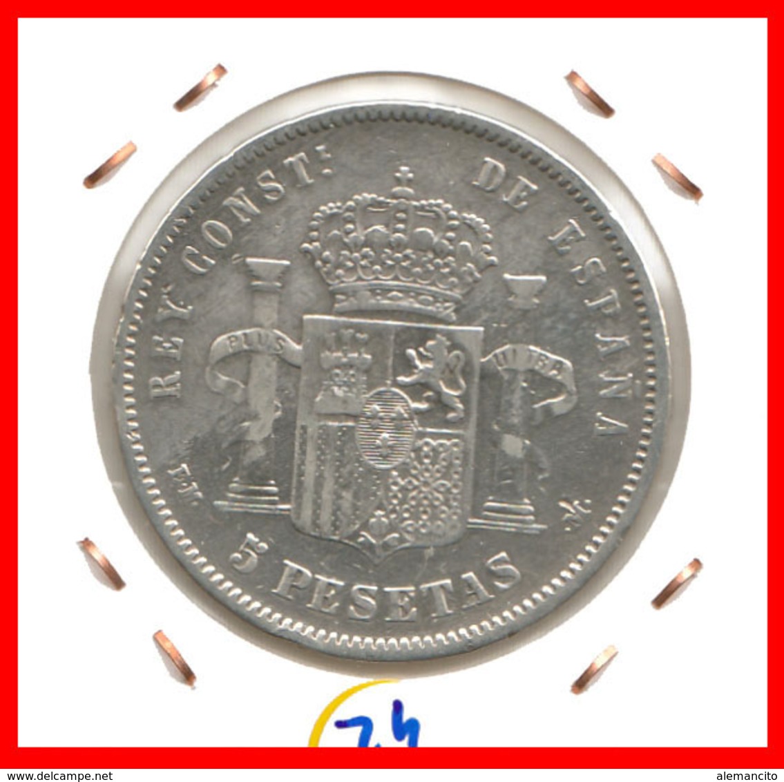 ESPAÑA MONEDA DE ALFONSO XII. 5 PESETAS PLATA 1878 --  M-EM - Primeras Acuñaciones