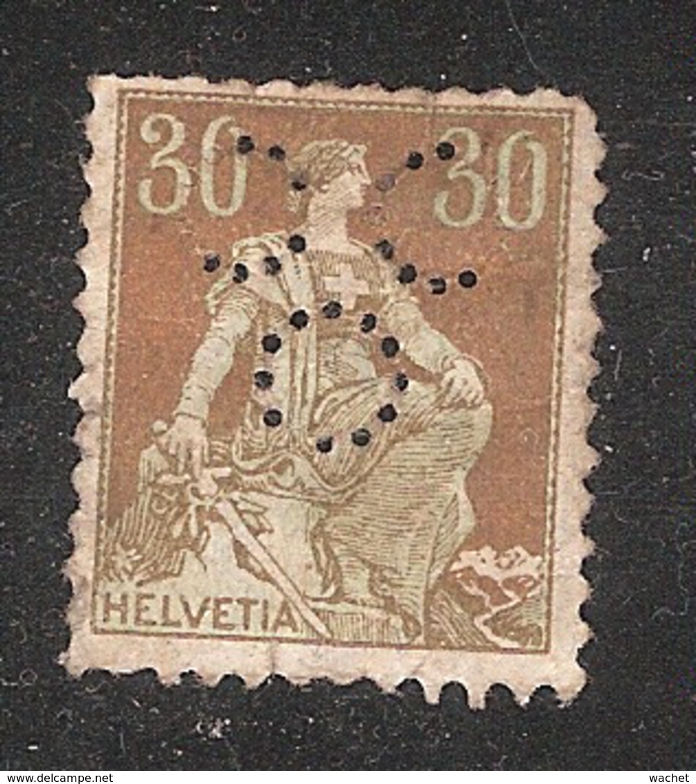 Perfin/perforé/lochung Switzerland No 100 TYPE II 1908-1933 - Hélvetie Assise Avec épée Ooo Crédit Suisse Genève - Gezähnt (perforiert)