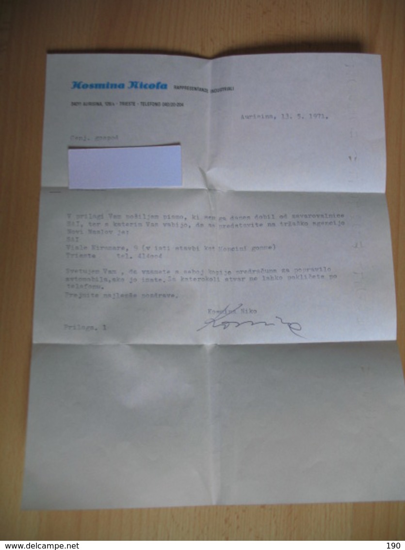 2 Letters Kosmina Nicola.Aurisina/Trieste+3 Documents-insurance Company SAI-auto - Sonstige & Ohne Zuordnung