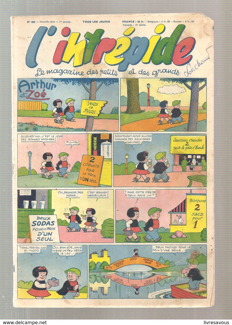 L'intrépide Magazine N°260 De 1954 Arthur Et Zoé - L'Intrépide