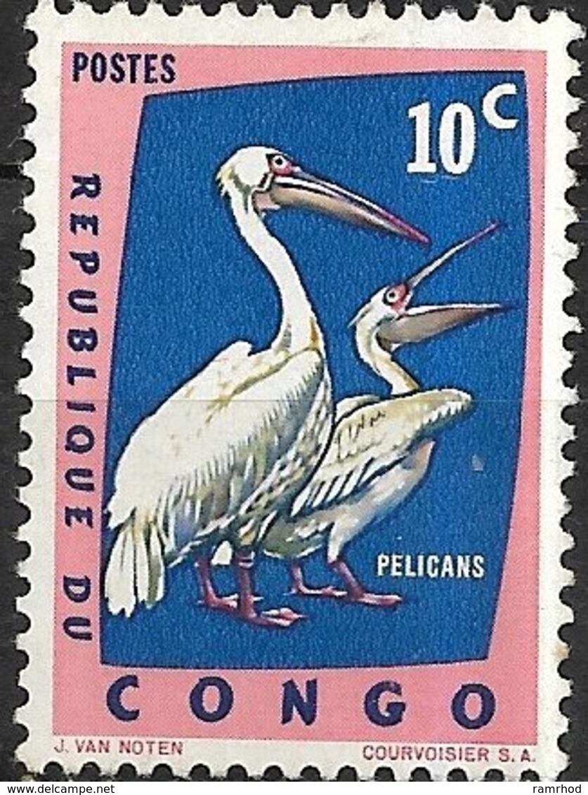 CONGO 1963 Protected Birds - 10c. Eastern White Pelicans (Pelicans) MH - Nuovi