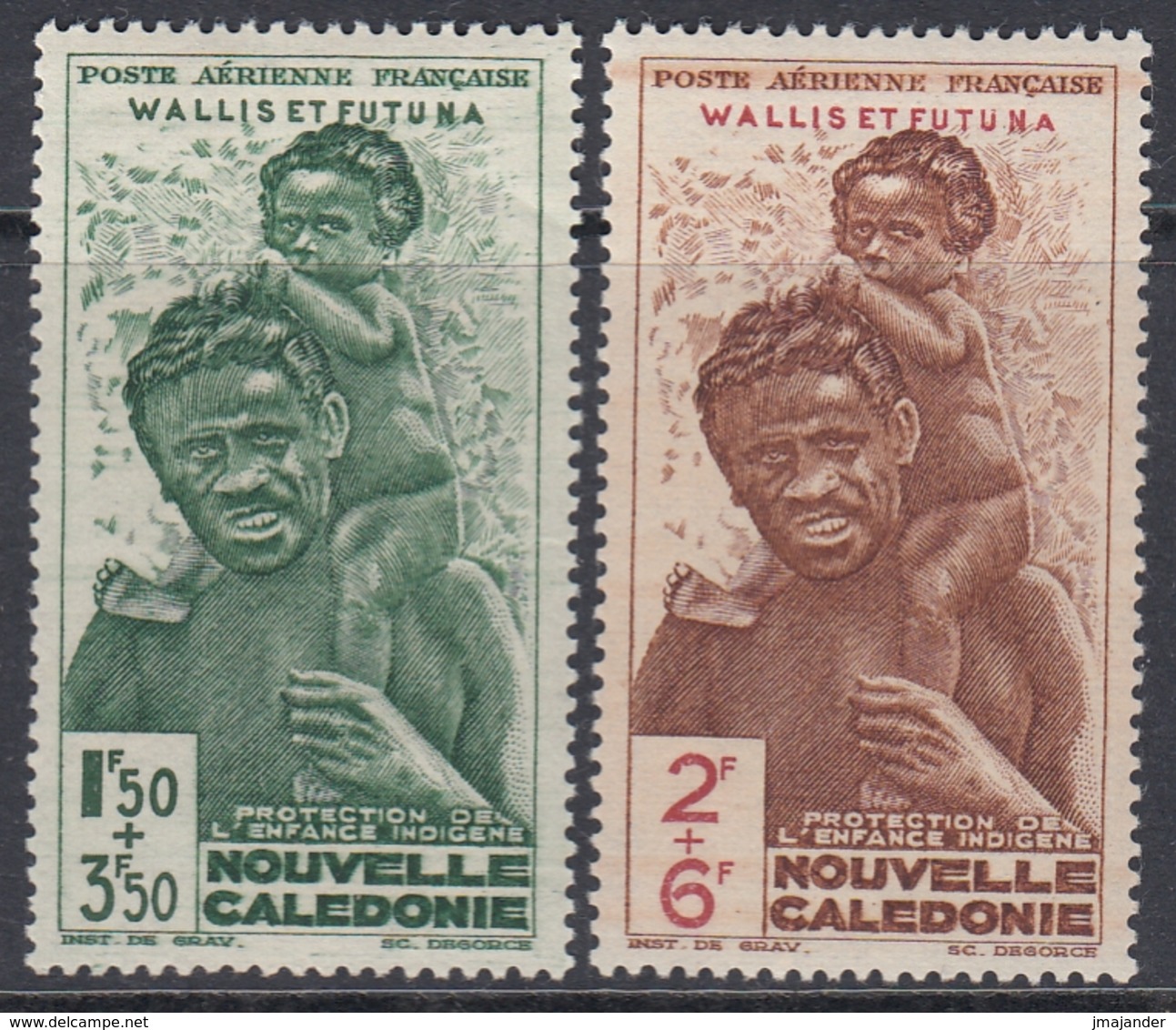 Wallis And Futuna 1942 - Surtaxed Airmail Stamps: Colonial Children's Fund - Mi 135-136 ** MNH - Ungebraucht