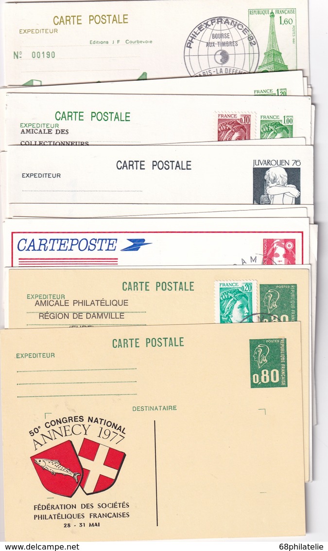 FRANCE  LOT DE 16  ENTIER POSTAL/GANZSACHE/POSTAL STATIONERY - Konvolute: Ganzsachen & PAP