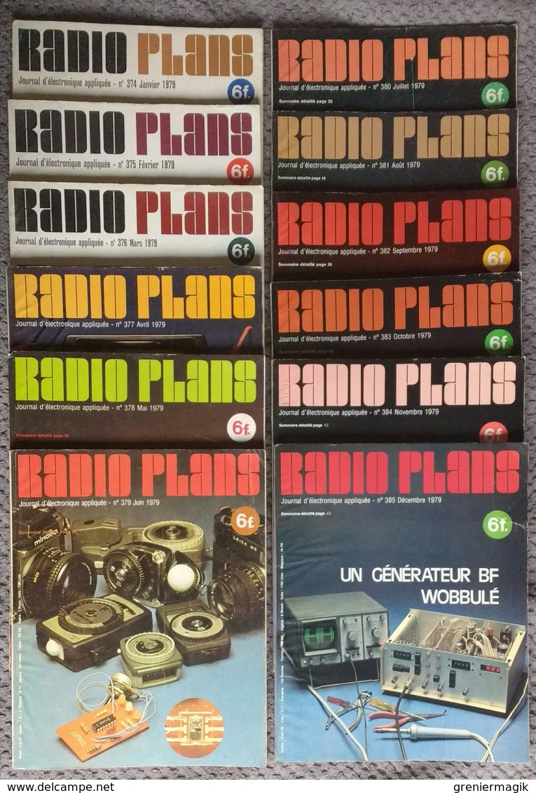 Radio Plans Année 1979 Complète 12 Numéros - Electronique Loisirs - Du N°374 Au 385 - Other Components