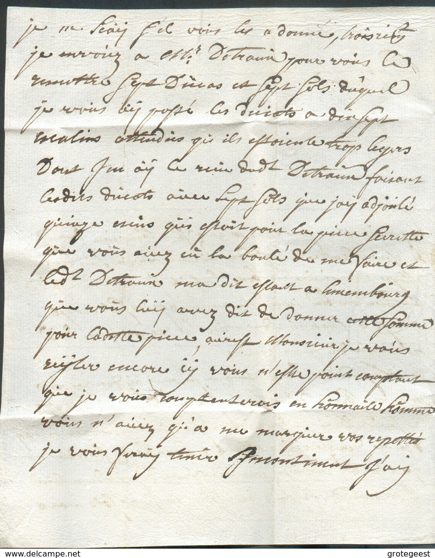 LAC De FLORENVILLE (Belgique) Acheminé Le 18 Décembre 1750 Par LUXEMBOURG ( Griffe Brune LVXEMB. (RR, H.8 Cote 30 Herlan - ...-1852 Préphilatélie