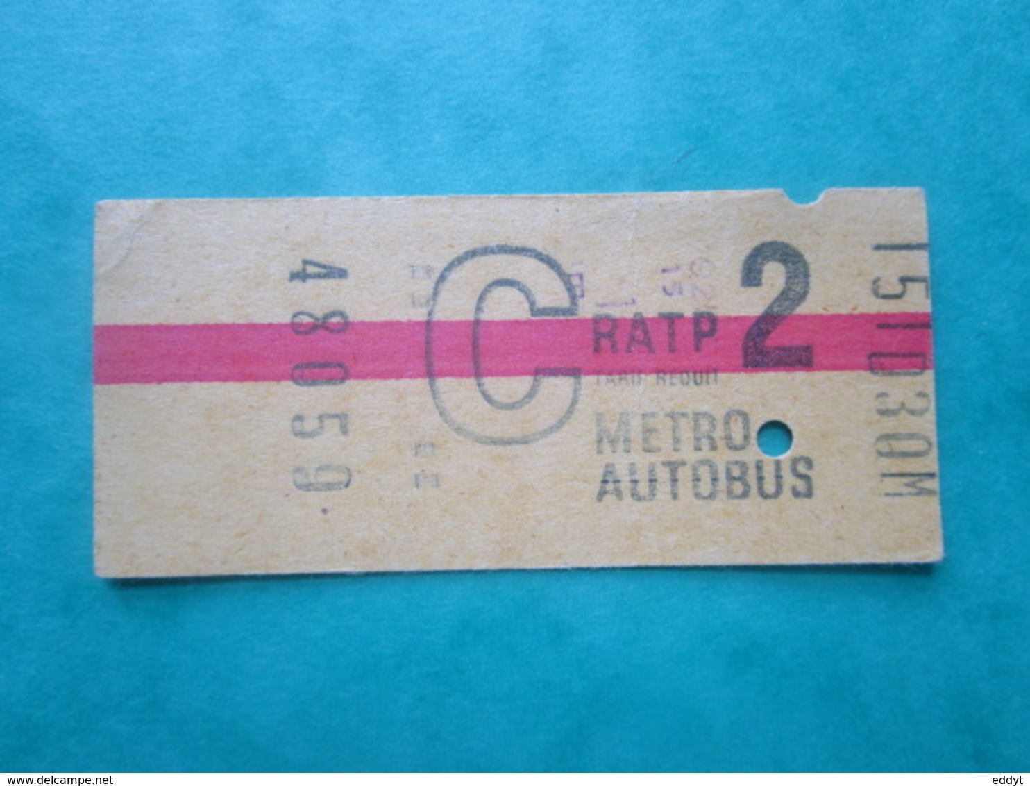 TICKET Métro Autobus RATP PARIS - " C " - 2° Classe - Tarif Réduit - 1973 - TBE - World