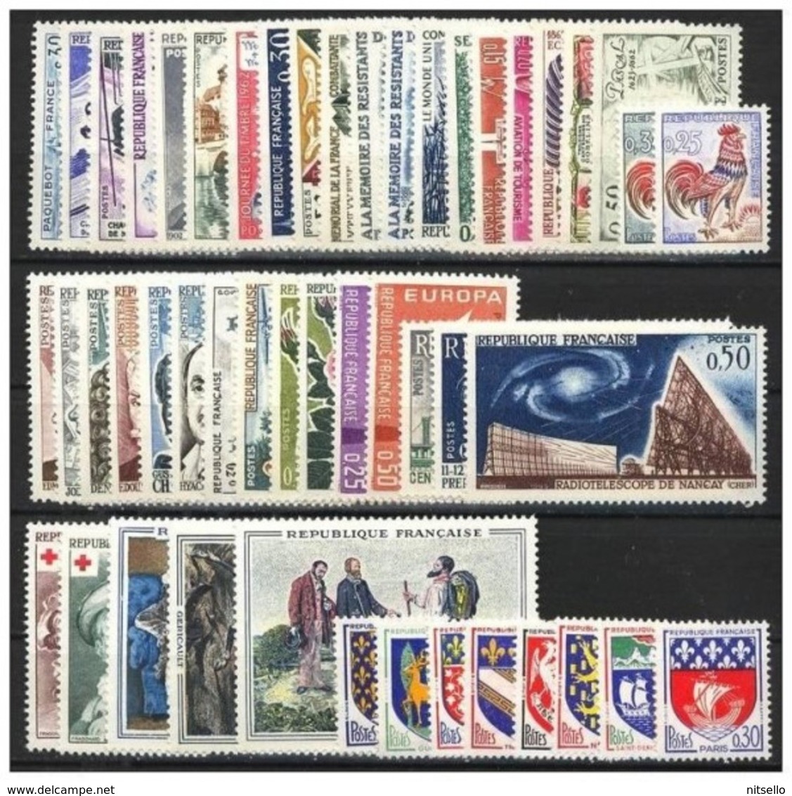 AÑOS COMPLETOS  ///  (C480) FRANCIA 1962 AÑO COMPLETO **MNH   CATALOG/COTE: 58€    ¡¡¡ OFERTA !!! - 1960-1969