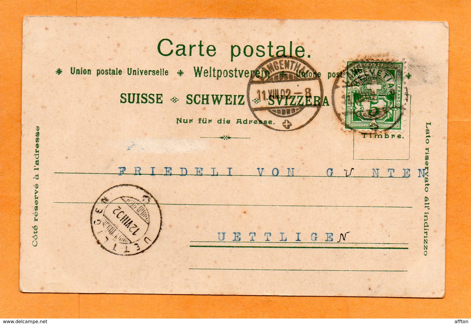 Langenthal Switzerland 1902 Potcard Mailed Advertising - Langenthal