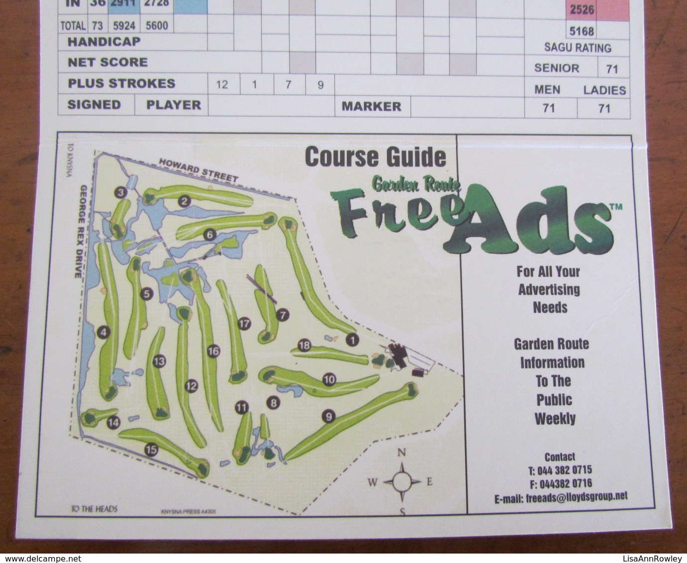 GOLF=SOUTH AFRICA=SCORE CARD=KNYSNA COUNTRY CLUB=CAPE PROVINCE=FORMESET==NICE CARD!!!! - Bekleidung, Souvenirs Und Sonstige