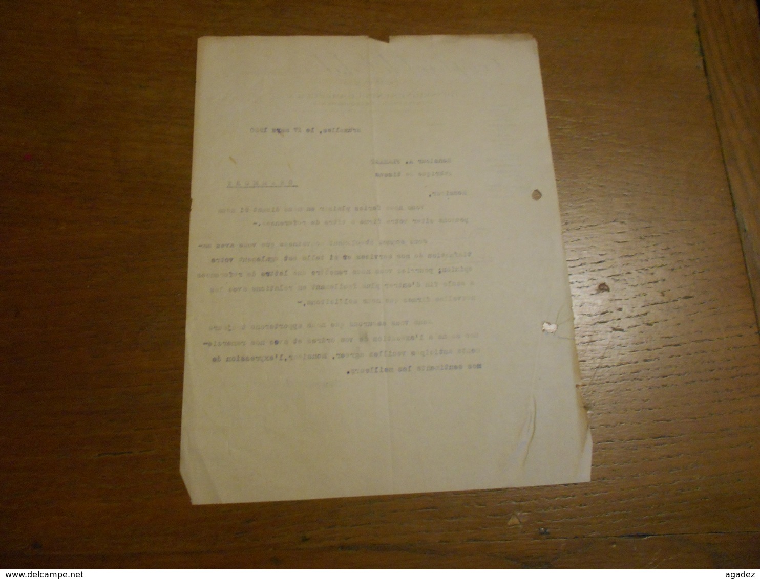 Ancienne Lettre "Comptoir Ch.Eckel "   Bruxelles 1920 Renseignements Commerciaux,contentieux ,recouvrement - Bank & Versicherung