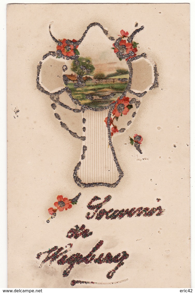 SOUVENIR DE WEGBERG (Fleurs Rouges, Carte Avec Paillettes) - Wegberg