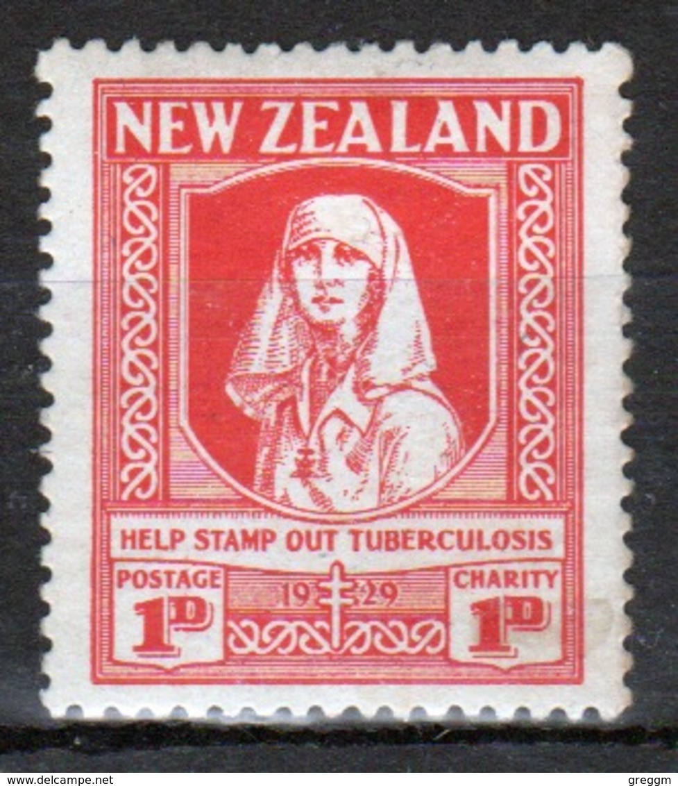 New Zealand 1929 King George V 1d Scarlet Stamp Inscribed Help Stamp Out Tuberculosis. - Ungebraucht