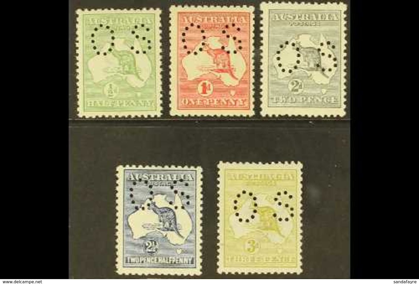 OFFICIALS 1914 First Watermark Perf Small 'OS' Set Complete To 3d, SG O16/O20, Never Hinged Mint (5 Stamps) For More Ima - Autres & Non Classés