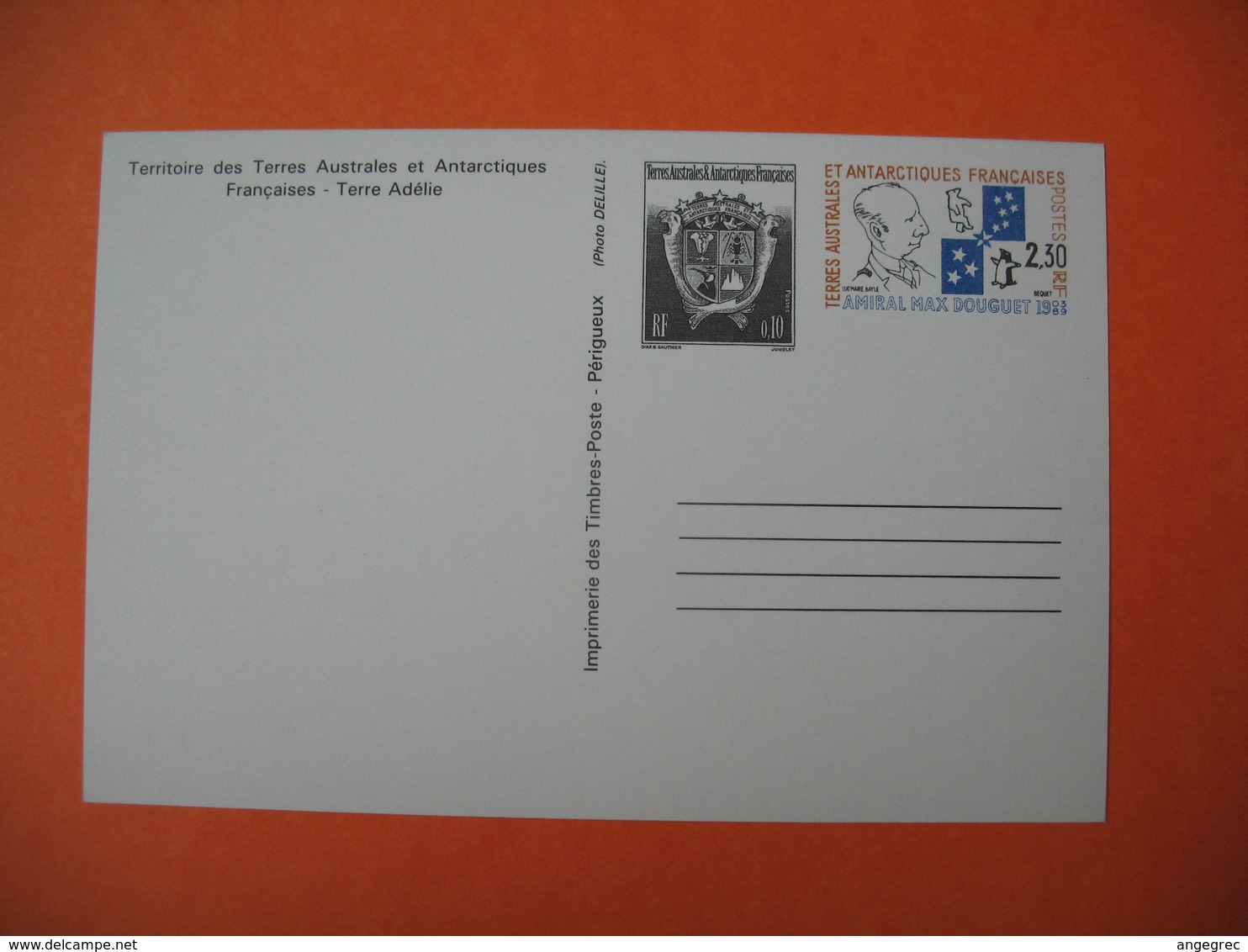 Entier Postal 1989  -  TAAF - Terre Adélie  Amiral Max  Douget - Ganzsachen