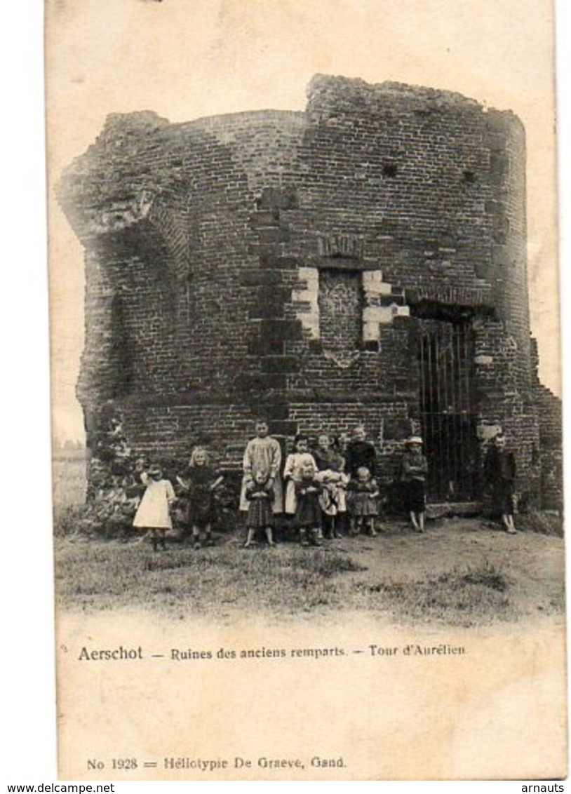 Aarschot Ruines Des Anciens Remparts Tour D'Aurelien Animatie Nr 1928 Héliotype De Graeve Gand Verstuurd 1909 - Aarschot