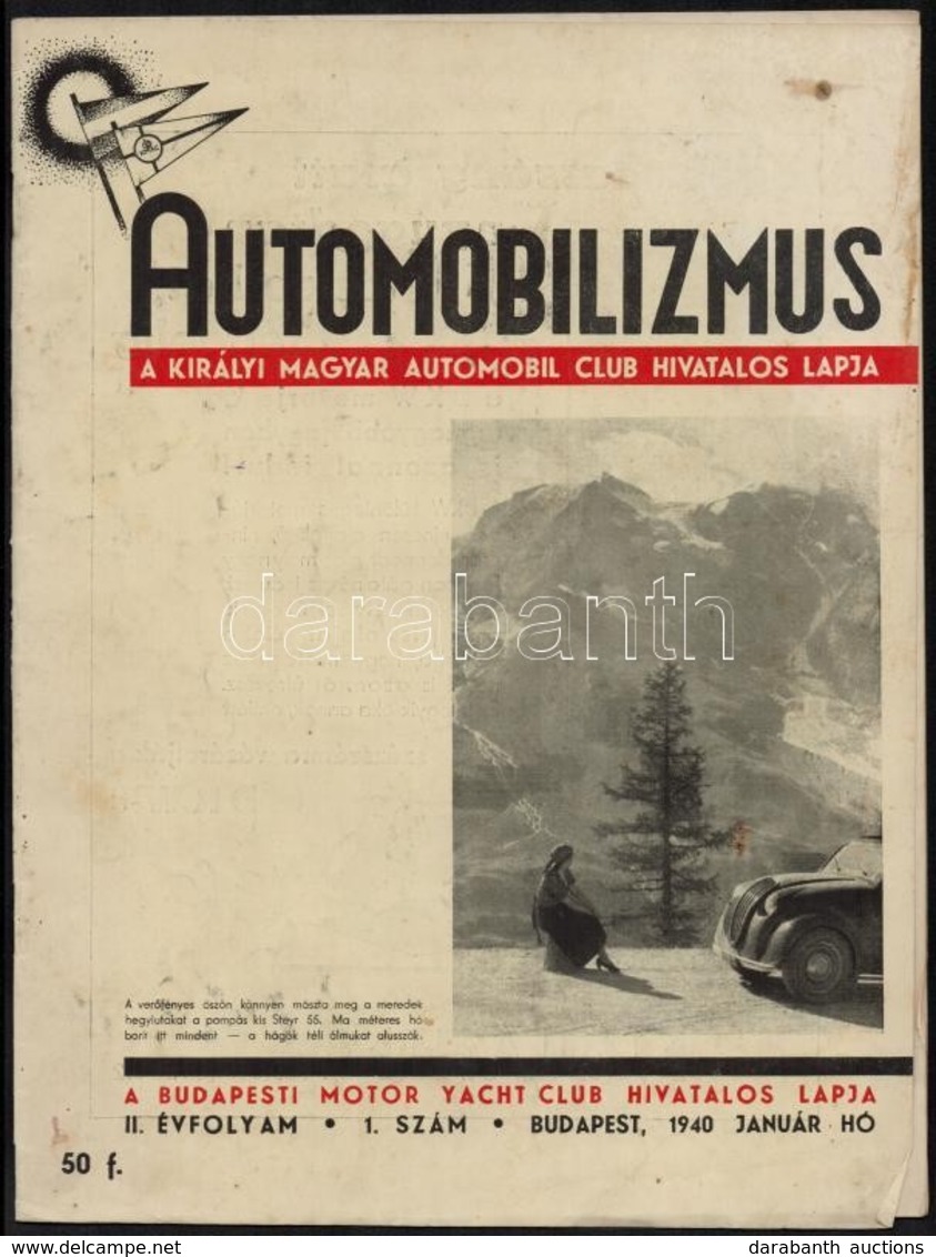 1939 Bp., Az Automobilizmus, A Királyi Magyar Automobil Club Hivatalos Lapja II. évfolyam 1. Szám - Ohne Zuordnung