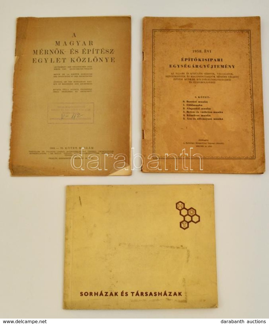 1944-1964 Vegyes Nyomtatvány Tétel. 
1944 A Magyar Mérnök- és Építészegylet Közlönye. 1944. 78. Kötet. 20. Sz. Szerk.: B - Ohne Zuordnung