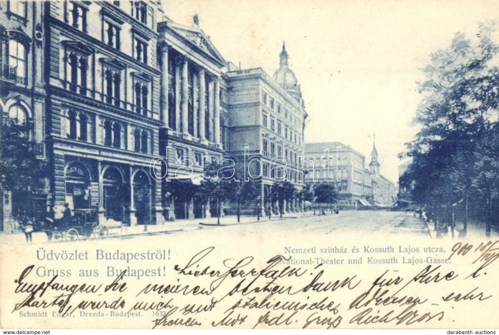 T2 1900 Budapest VIII. Nemzeti Színház, Kossuth Lajos Utca, Dober Ede üzlete - Unclassified