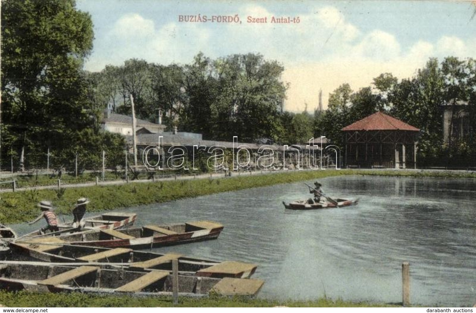 T2/T3 Buziásfürdő, Baile Buzias; Szent Antal Tó, Csónakok. Kiadja Módosi János / Lacul Sfantul Anton / Lake, Boats (EK) - Ohne Zuordnung