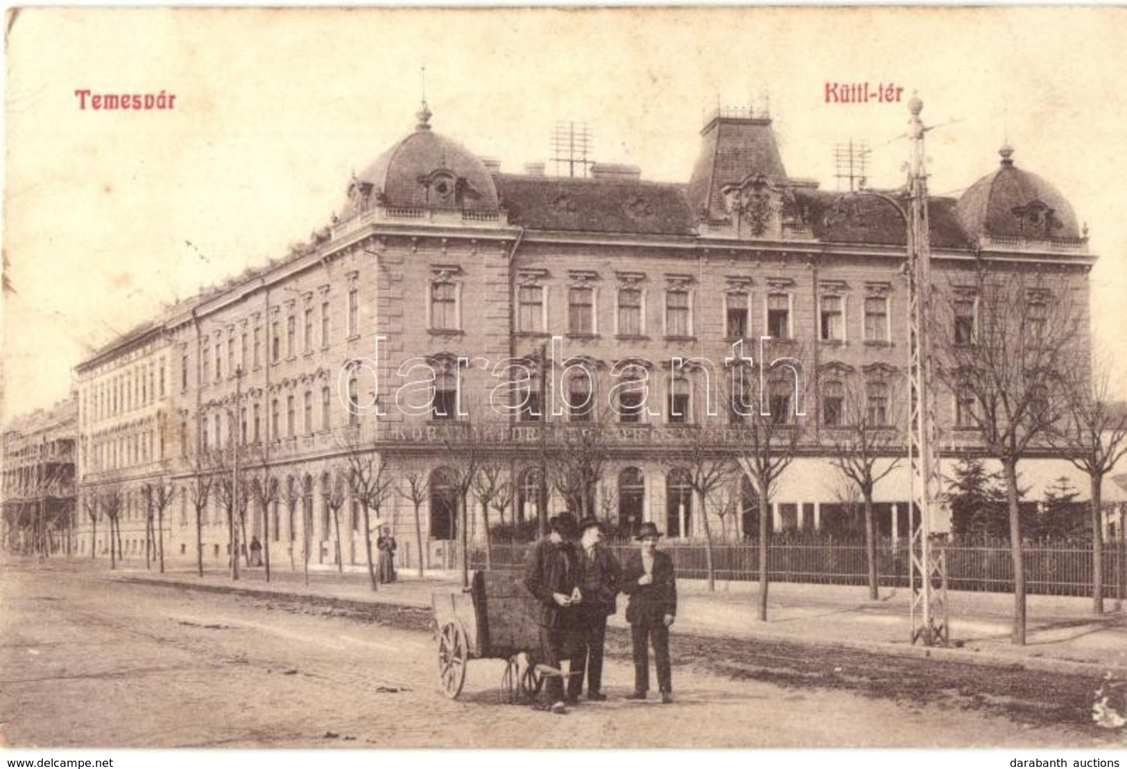 T2 1908 Temesvár, Timisoara; Küttl Tér, Kőbányai Dreher Sörcsarnok, Elite Kávéház / Square, Beer Hall, Cafe - Non Classés