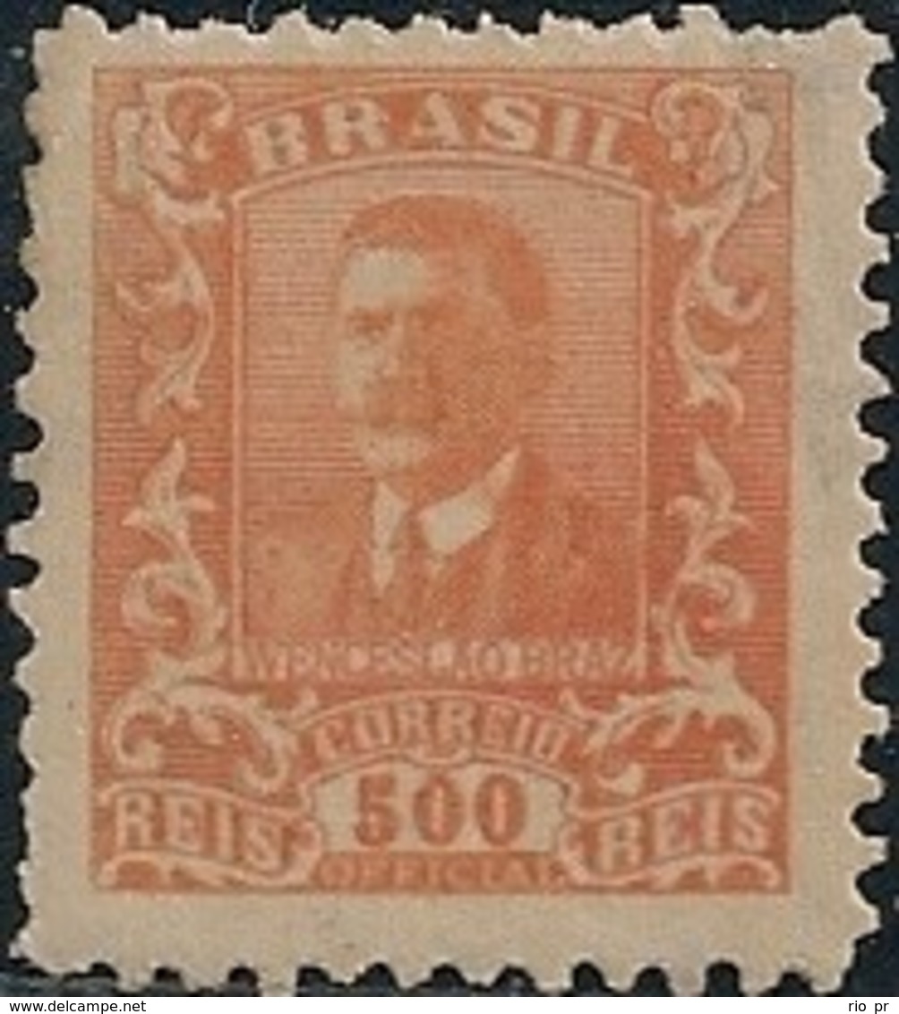 BRAZIL - OFFICIAL: WENCESLAU BRAZ (500 RÉIS, ORANGE) 1919 - MH - Officials