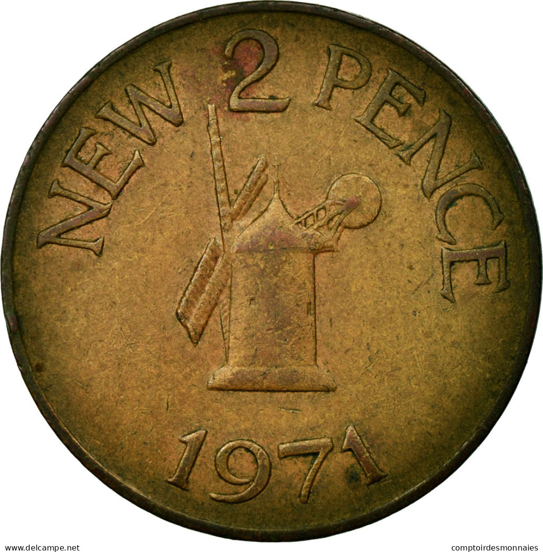 Monnaie, Guernsey, Elizabeth II, 2 New Pence, 1971, TTB, Bronze, KM:22 - Guernsey