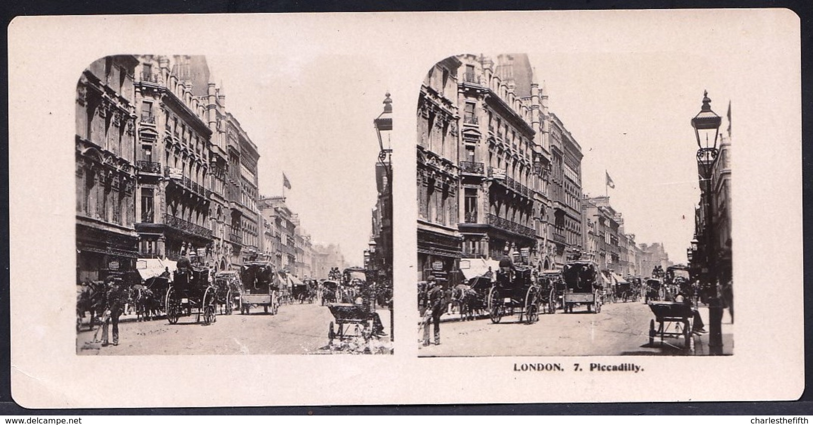 PHOTO STEREOSCOPIQUE - LONDON - PICADILLY - VERY ANIMATED !! édit. Steglitz Berlin 1906 - Photos Stéréoscopiques