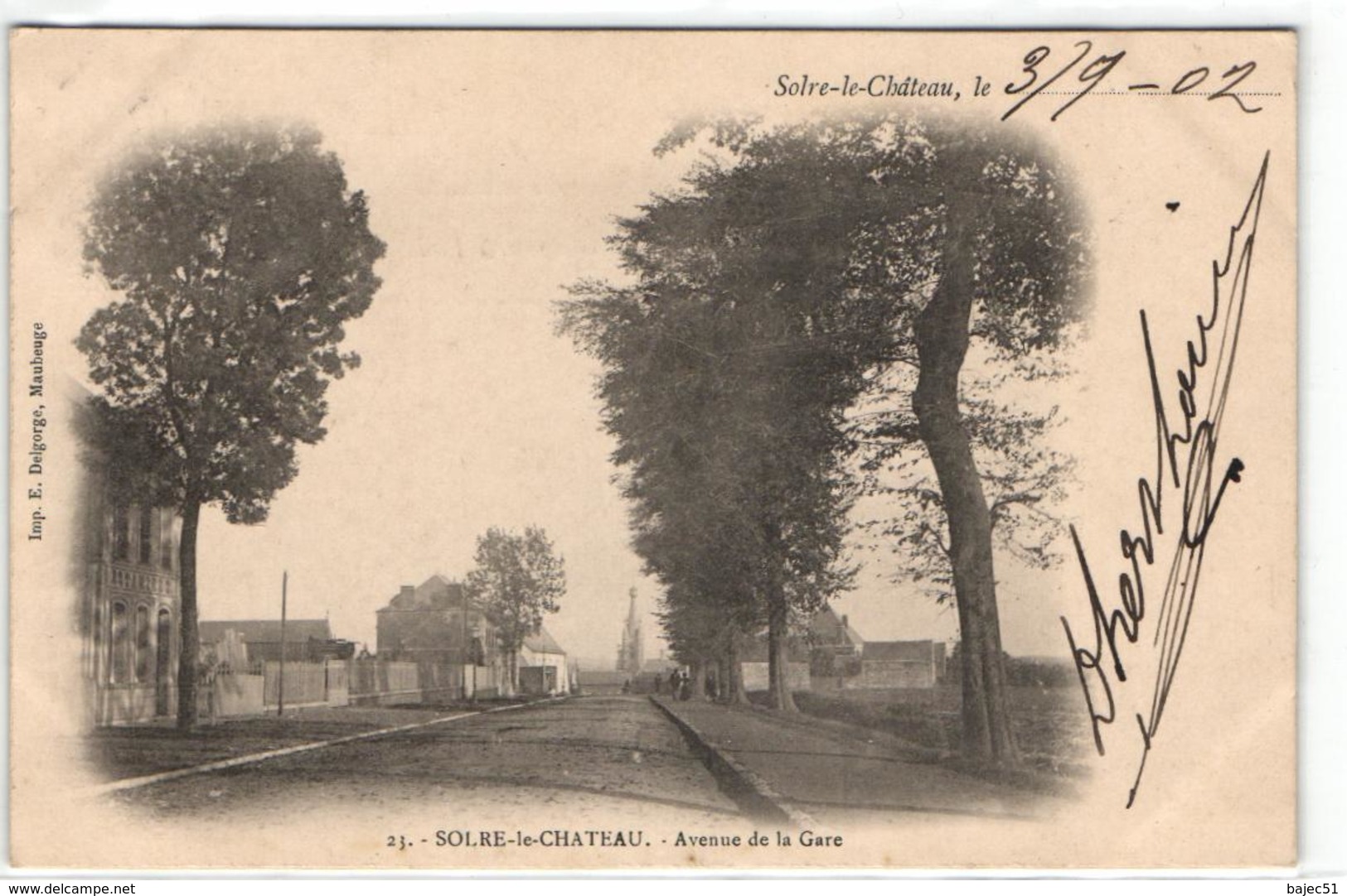 1 Cpa Sollre Le Château - Avenue De La Gare  "pionnière 1902" - Solre Le Chateau