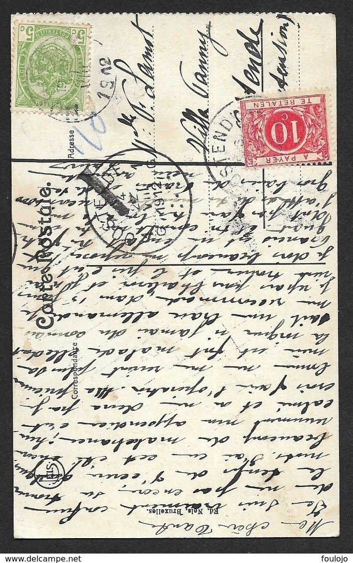 2 Cartes Postales Taxées TX27 Oblitération Oostende 4 VIII 1912 Et Nessonvaux Le 21 IX 1912 (lot 626) - Other & Unclassified