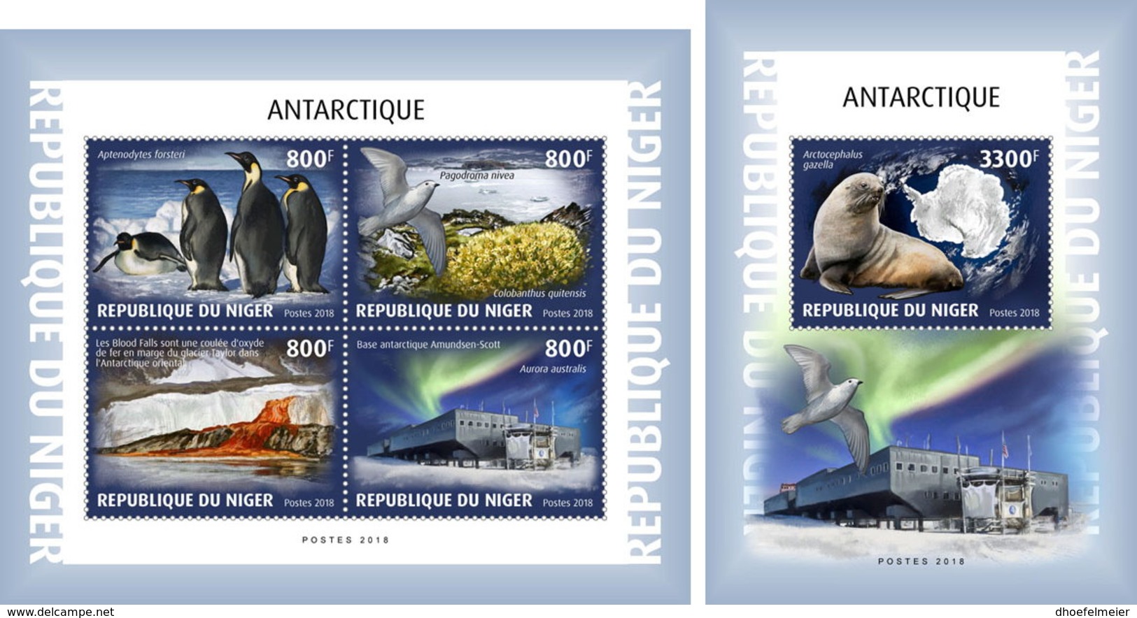 NIGER 2018 MNH Antarctica Antarktis Antartique Animals Birds M/S+S/S - OFFICIAL ISSUE - DH1902 - Antarktischen Tierwelt