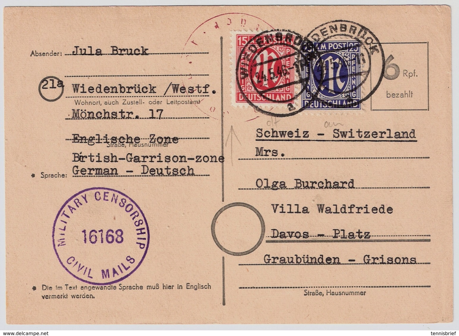 1946, Not-GA Ins Ausland  -Bedarf !   , A1741 - Cartas & Documentos