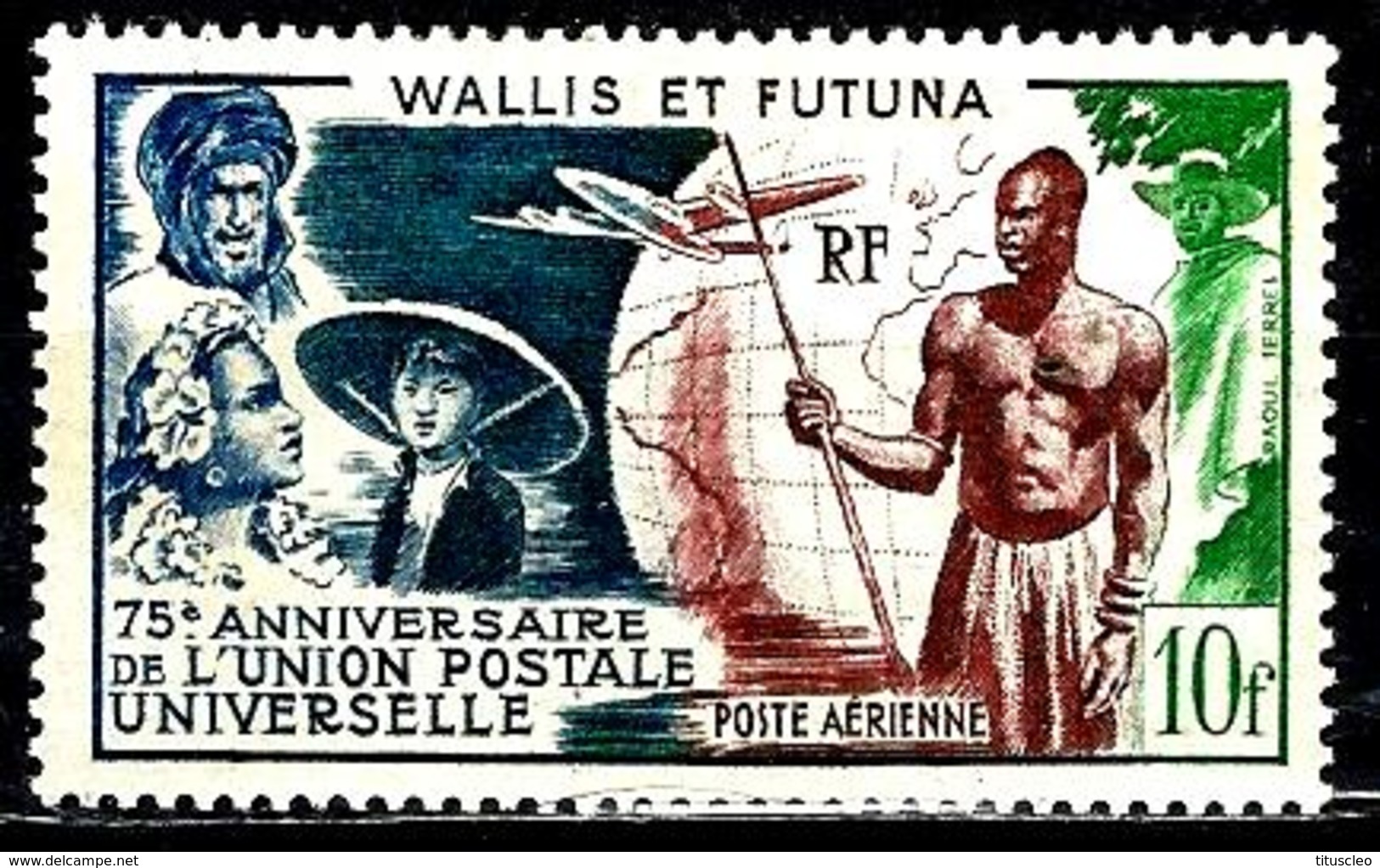 WALLIS ET FUTUNA Aer11* 10f Bleu, Brun-lilas Et Bleu-vert 75ème Anniversaire De L'Union Postale Universelle - Nuevos