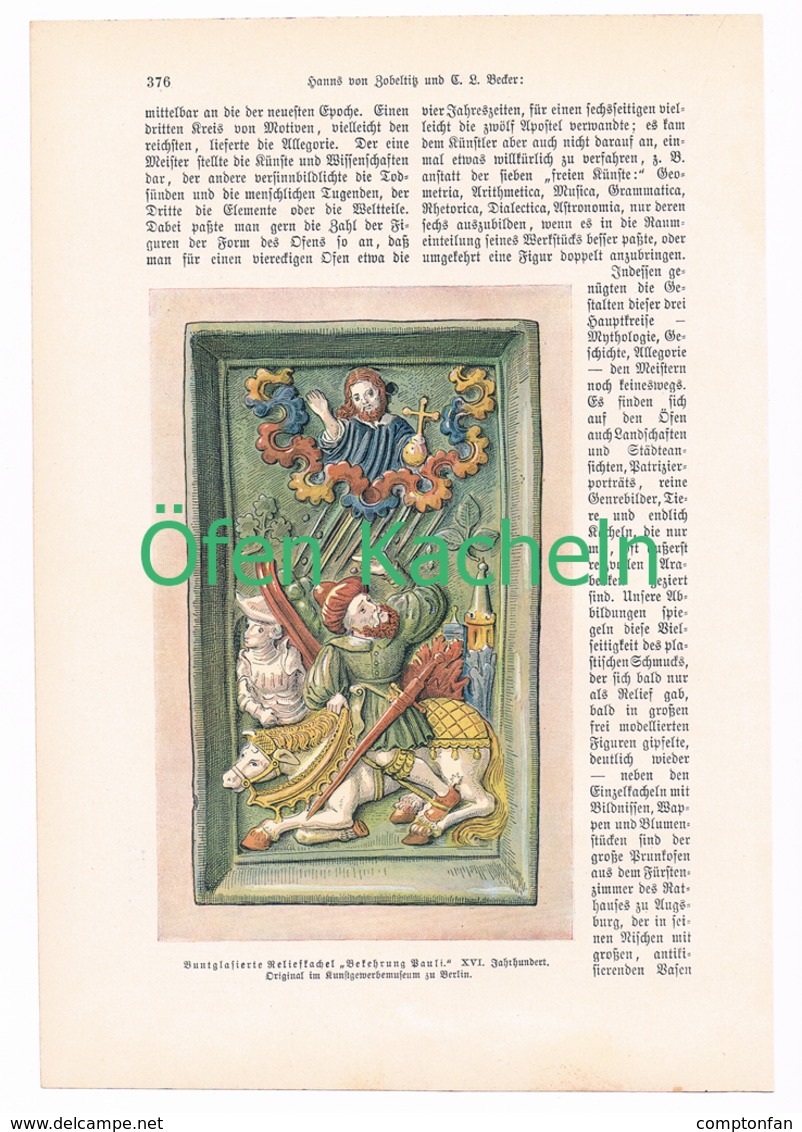 241 Zobeltitz Öfen Und Kacheln Artikel Mit Bildern Von 1896 !! - Andere & Zonder Classificatie