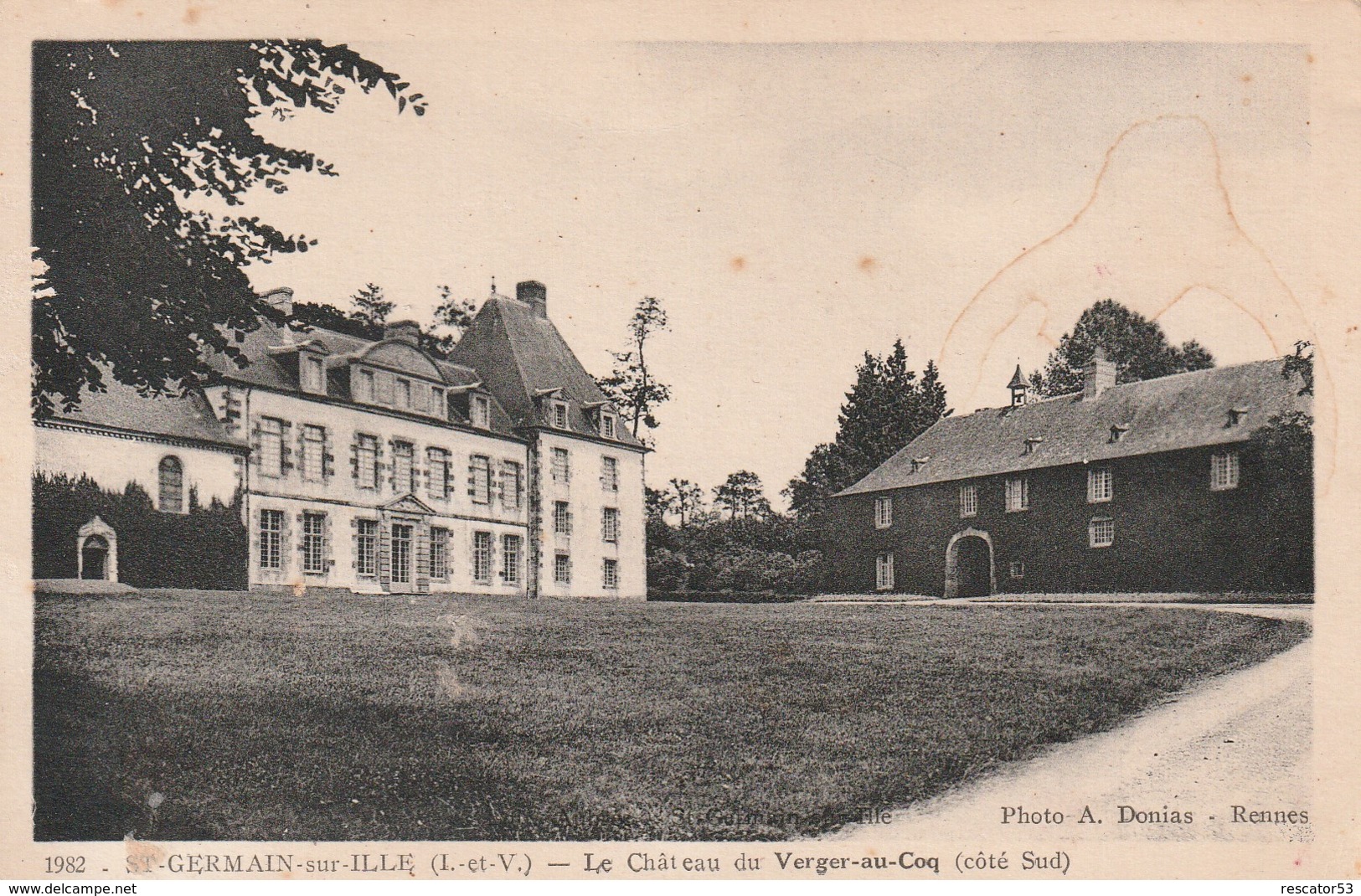 Rare Cpa St Germain Sur Ille Le Chateau Du Verger Au Coq - Saint-Germain-sur-Ille