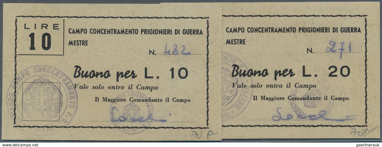 Italy / Italien: set of 28 P.O.W. notes Italy containing the following Campell numbers: 6159 (2x in