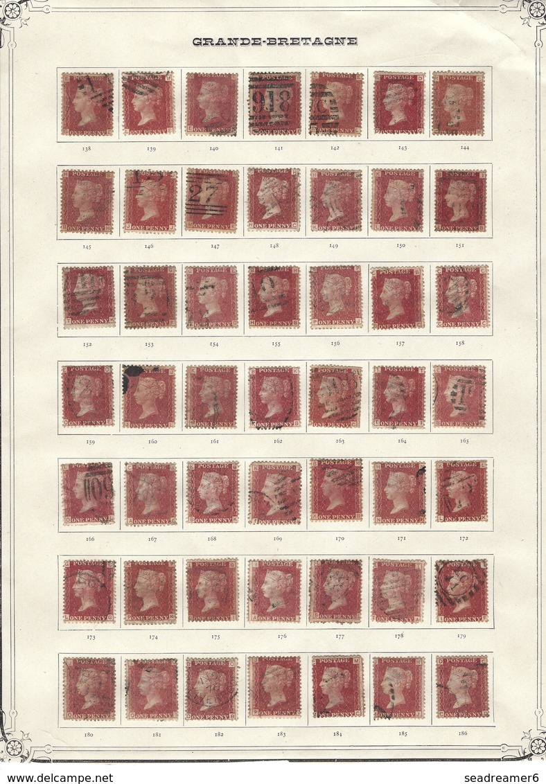 GREAT BRITAIN 1858 1d Red Plate 71-225 (Excl.77) Set Planchage Complet  Du 1 Penny Sauf 77 Bien Sur RR - Used Stamps