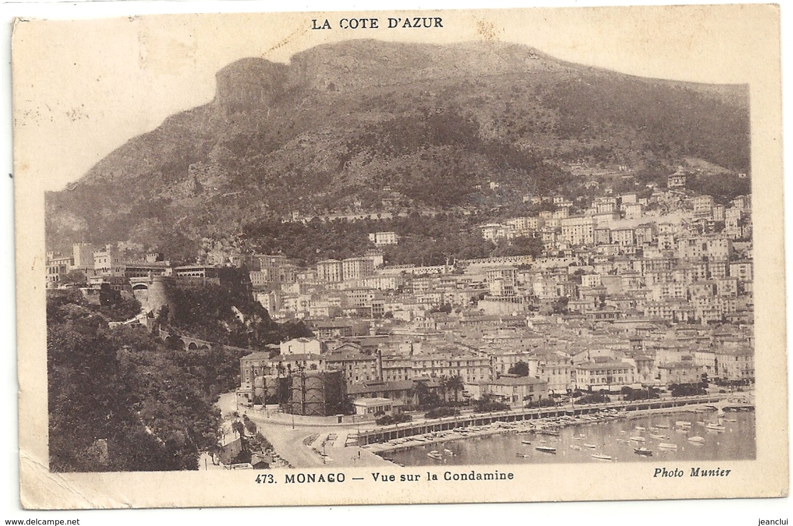 473. MONACO . VUE SUR LA CONDAMINE . Photo MUNIER . AFFR LE 21 IX 1936 AU VERSO . 2 SCANES - La Condamine