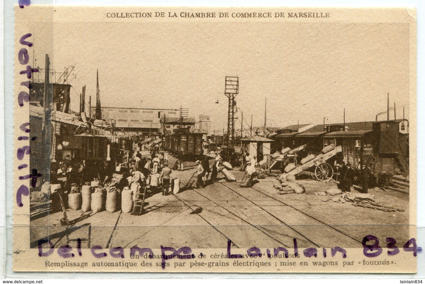 - MARSEILLE, Débarquement Des Céréales, Avec Poulsons, Chambre De Commerce, Non écrite, TTBE, Scans. - Joliette, Port Area